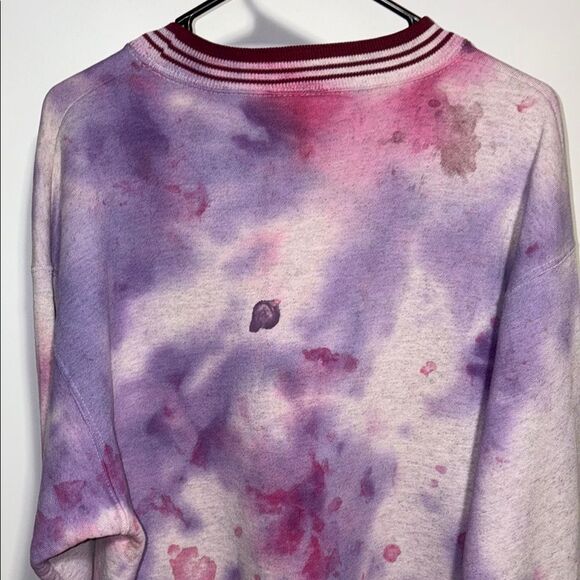 Pink and Purple Tie-Dye Sweatshirt with Ribbed Crew Neck - Picture 5 of 7